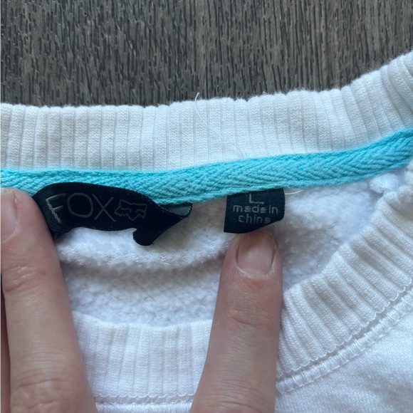 Fox White and Teal Sweatshirt - Picture 2 of 6